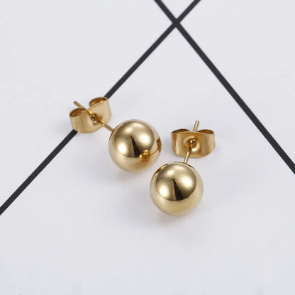 Earrings Wholesale Europe And America Cross Border Round Beads Titanium Steel Women's Stud Earrings Street Simplicity Titanium Steel Earring Accessories