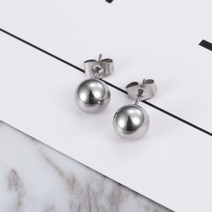 Earrings Wholesale Europe And America Cross Border Round Beads Titanium Steel Women's Stud Earrings Street Simplicity Titanium Steel Earring Accessories