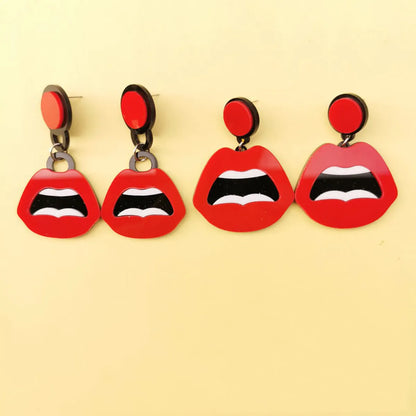 European And American Sexy Lips Acrylic Earrings Wholesale