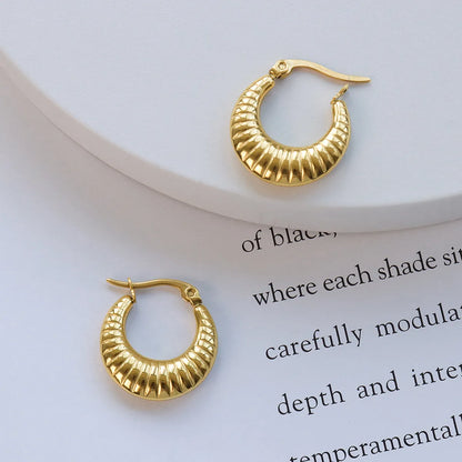 European And American Simple C-shaped Geometric Titanium Steel 18k Gold Plated Earrings