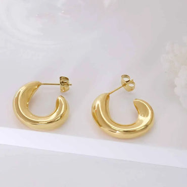 Fashion U Shape Plating Titanium Steel No Inlaid 18K Gold Plated Earrings