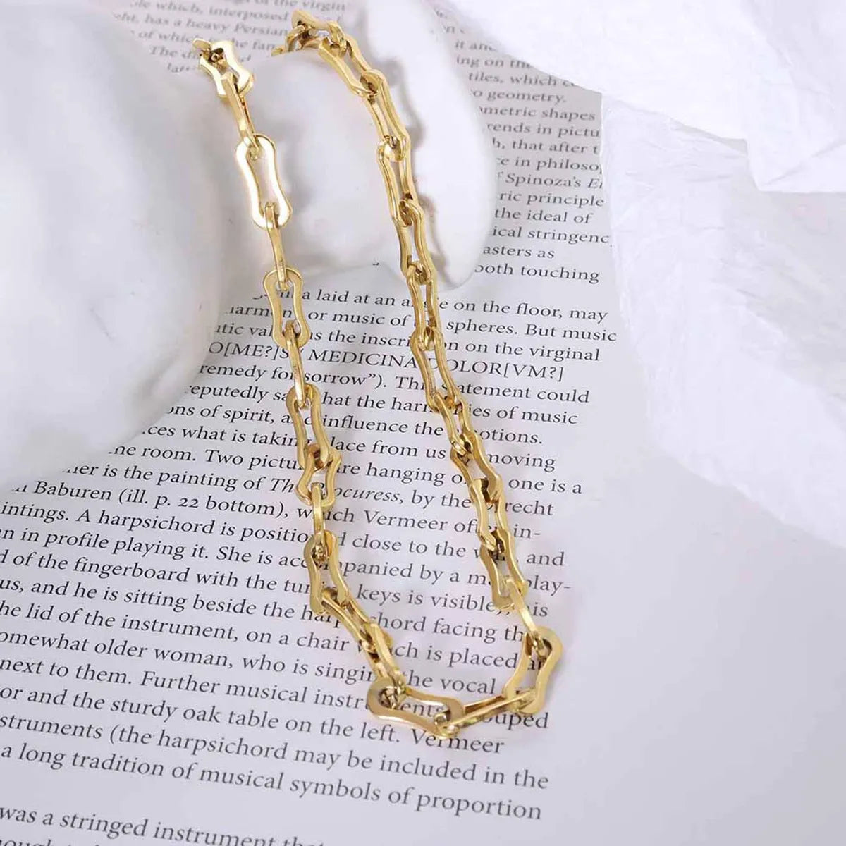 European And American Stacking Titanium Steel Plated 18k Gold Thick Chain Bracelet Necklace