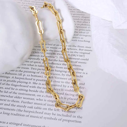 European And American Stacking Titanium Steel Plated 18k Gold Thick Chain Bracelet Necklace