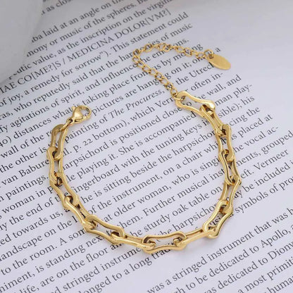 European And American Stacking Titanium Steel Plated 18k Gold Thick Chain Bracelet Necklace