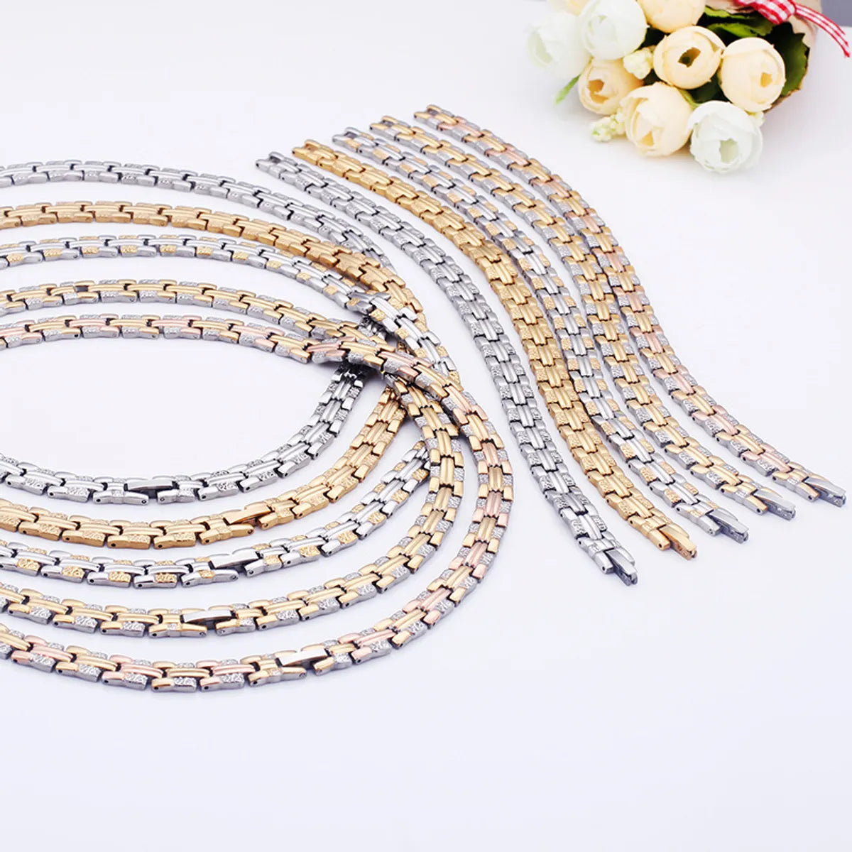 European And American Stainless Steel Anti-scratch Necklace Bracelet Set