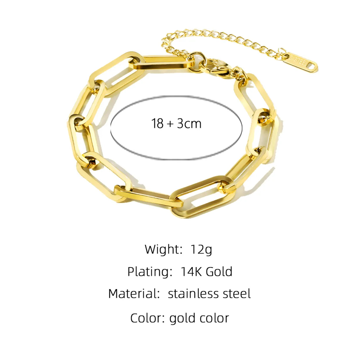 Fashion 304 Stainless Steel 18K Gold Plated No Inlaid Bracelets In Bulk