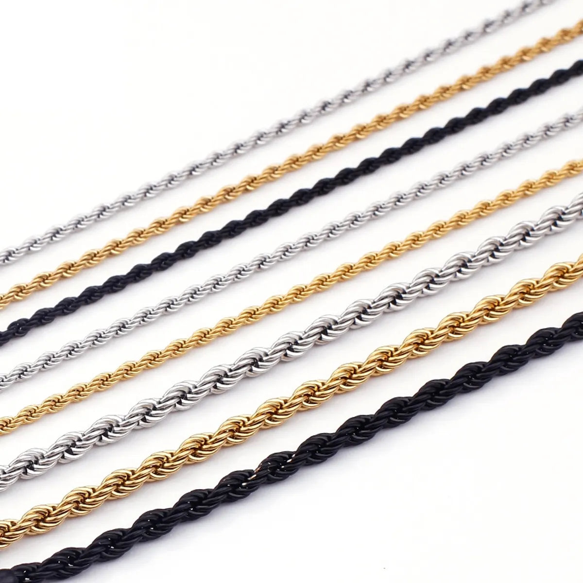 European And American Stainless Steel Electroplating Multi-size Twisted Rope Necklace Twist Chain Wholesale