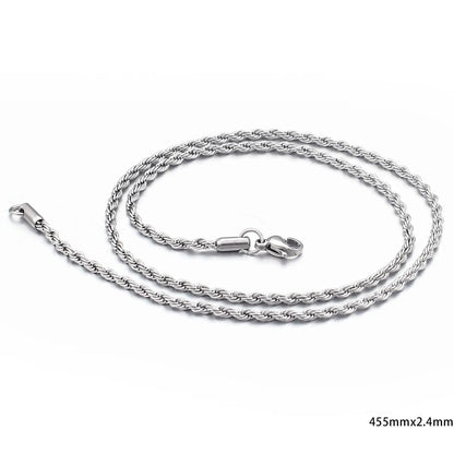 European And American Stainless Steel Electroplating Multi-size Twisted Rope Necklace Twist Chain Wholesale