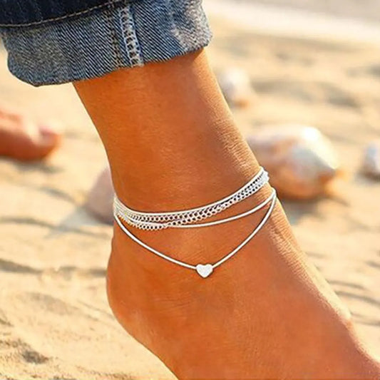 European And American Style Explosion Models Beach Love Multi-Layer Anklet Bracelet Nhdp149890