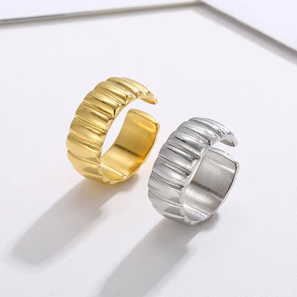 European And American Style Fashion Retro Wide Face Vertical Pattern Stainless Steel Ring Wholesale