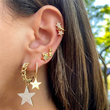 Fashion Star Brass Gem Earrings