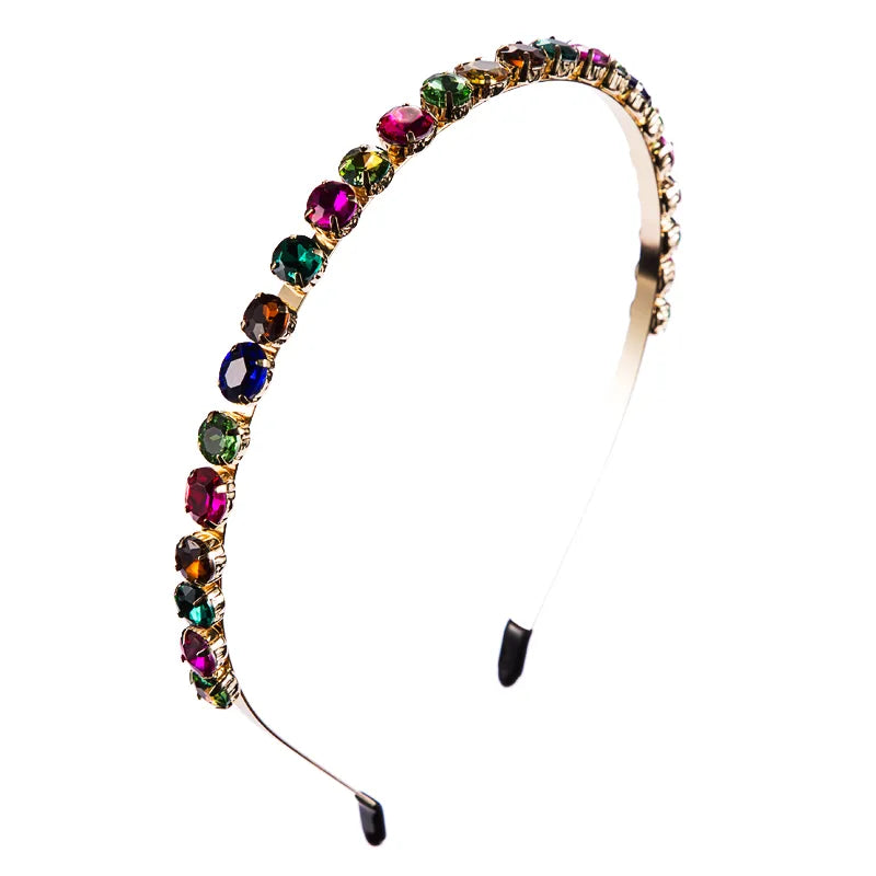 European And American Style Inlaid Glass Rhinestone Colored Diamond Hairband