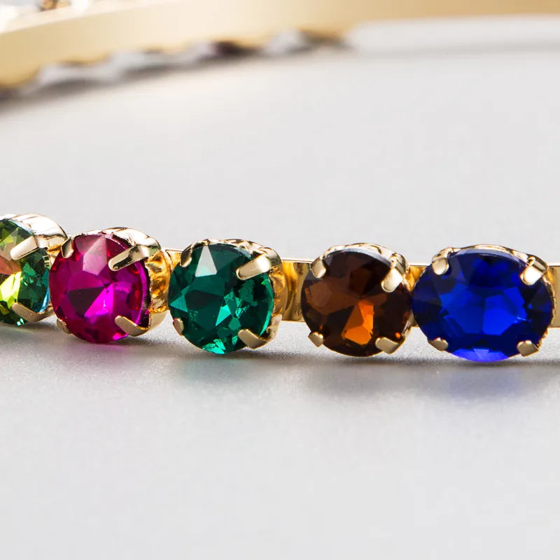 European And American Style Inlaid Glass Rhinestone Colored Diamond Hairband