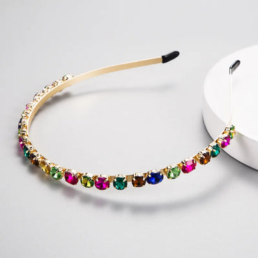 European And American Style Inlaid Glass Rhinestone Colored Diamond Hairband