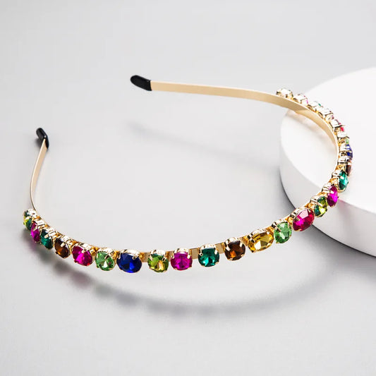 European And American Style Inlaid Glass Rhinestone Colored Diamond Hairband