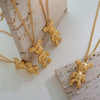 European And American Style Light Luxury Letter Bear Titanium Steel Plated 18k Real Gold Necklace
