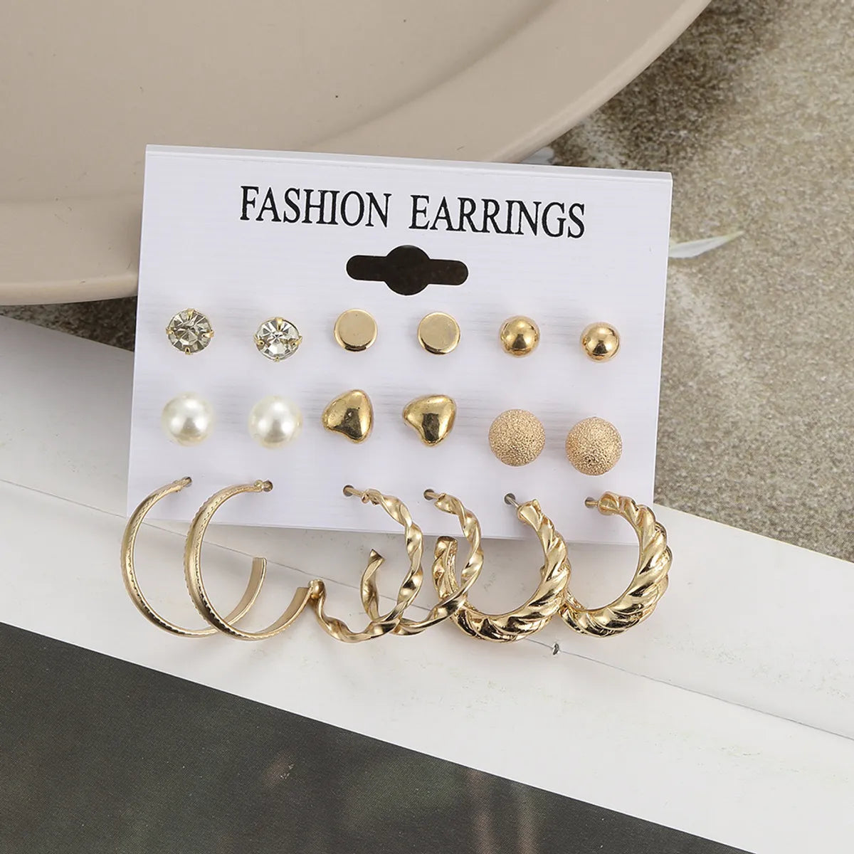 European And American Wholesale Creative Pearl Circle Earring Set 9 Pairs