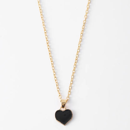 1 Piece Simple Style Heart Shape Alloy Enamel Plating Gold Plated Women'S Pendant Necklace