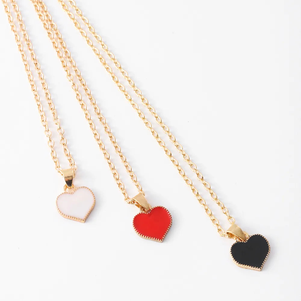 1 Piece Simple Style Heart Shape Alloy Enamel Plating Gold Plated Women'S Pendant Necklace