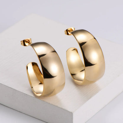 Simple Style Geometric Polishing Stainless Steel No Inlaid Earrings