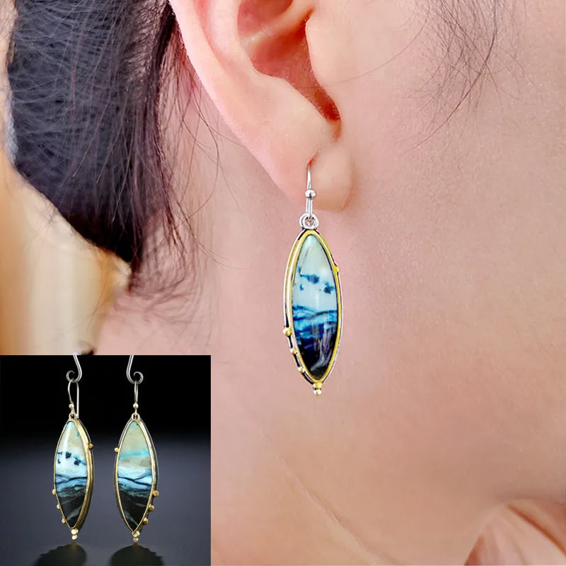 European Opal Earrings Female Bohemian Ocean Style Retro Earrings Wholesale