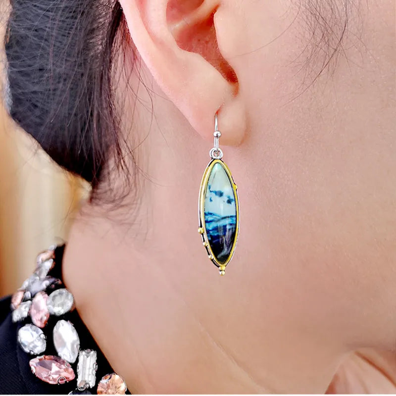 European Opal Earrings Female Bohemian Ocean Style Retro Earrings Wholesale