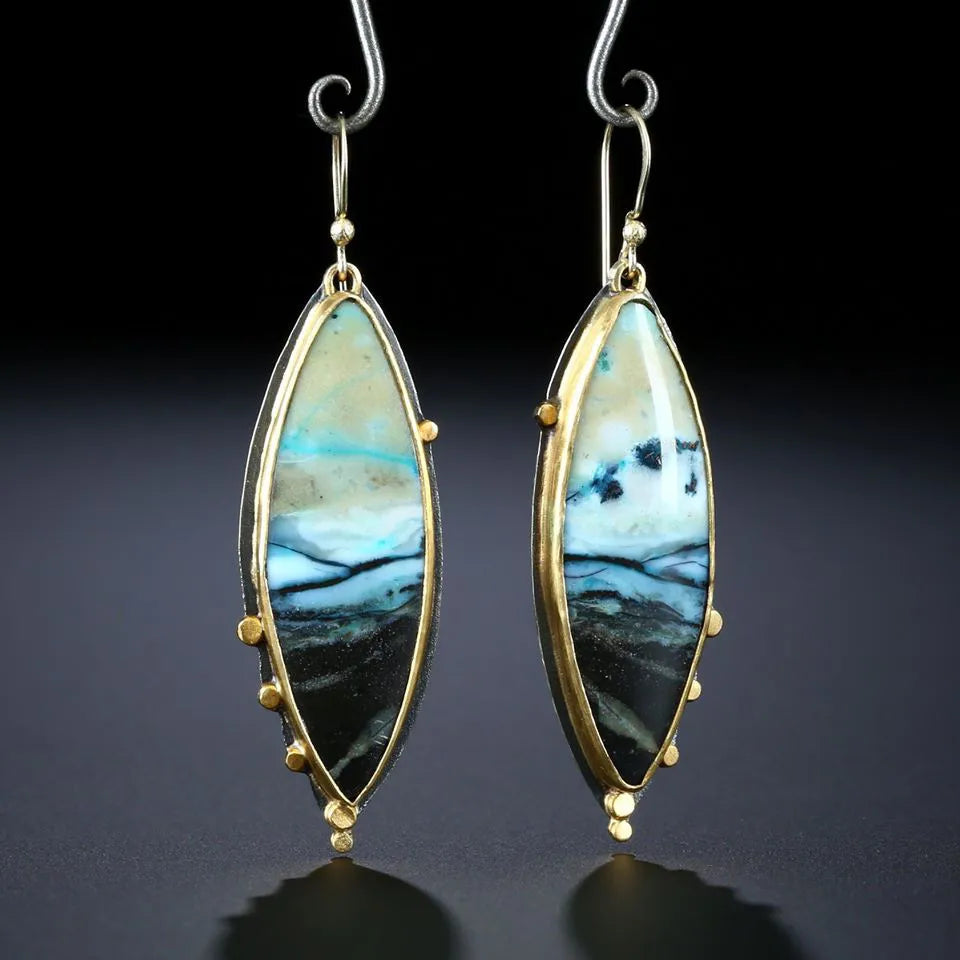 European Opal Earrings Female Bohemian Ocean Style Retro Earrings Wholesale