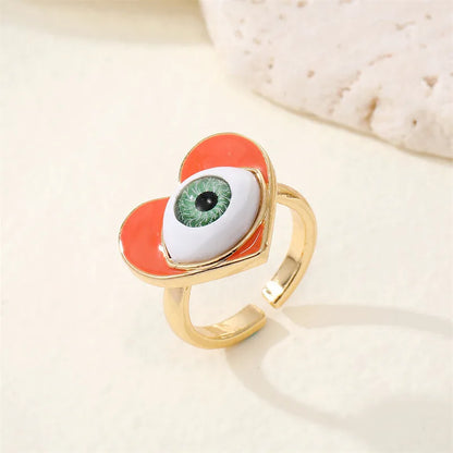 European Retro Exaggerated Peach Heart Eye Ring Punk Alloy Ring Wholesale