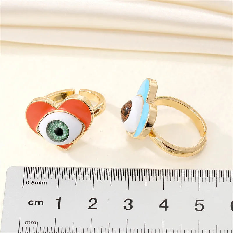 European Retro Exaggerated Peach Heart Eye Ring Punk Alloy Ring Wholesale