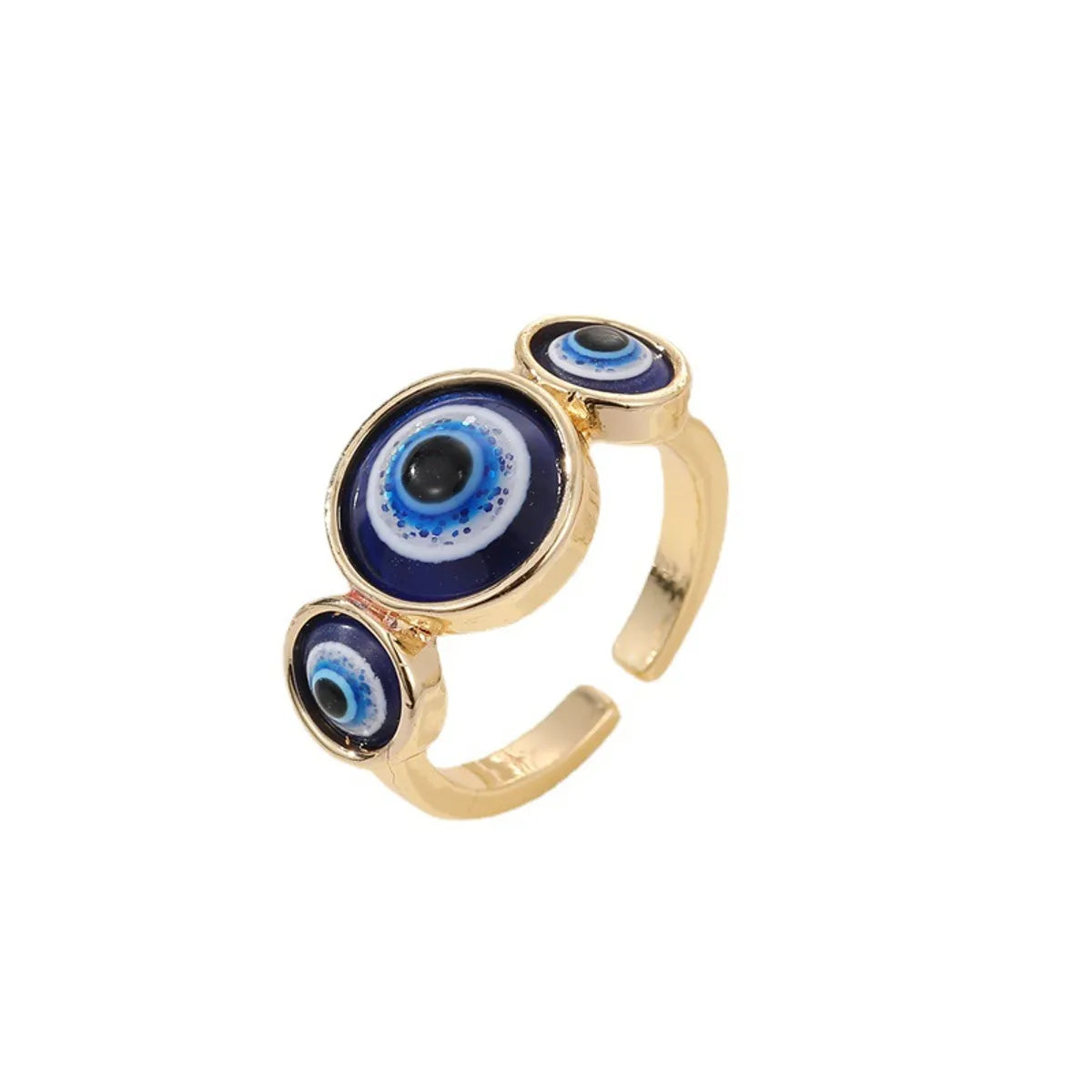 European Retro Fashion Resin Blue Eye Ring Punk Glitter Devil'S Eye Open Ring