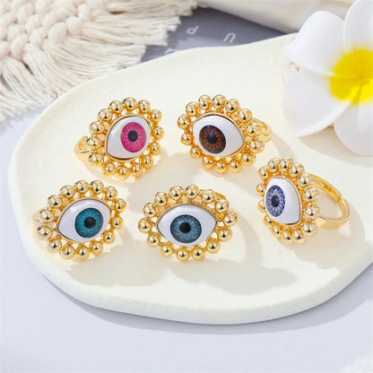 European Retro Metal Devil's Eye Color Turkish Eye Ring Cross-border Jewelry