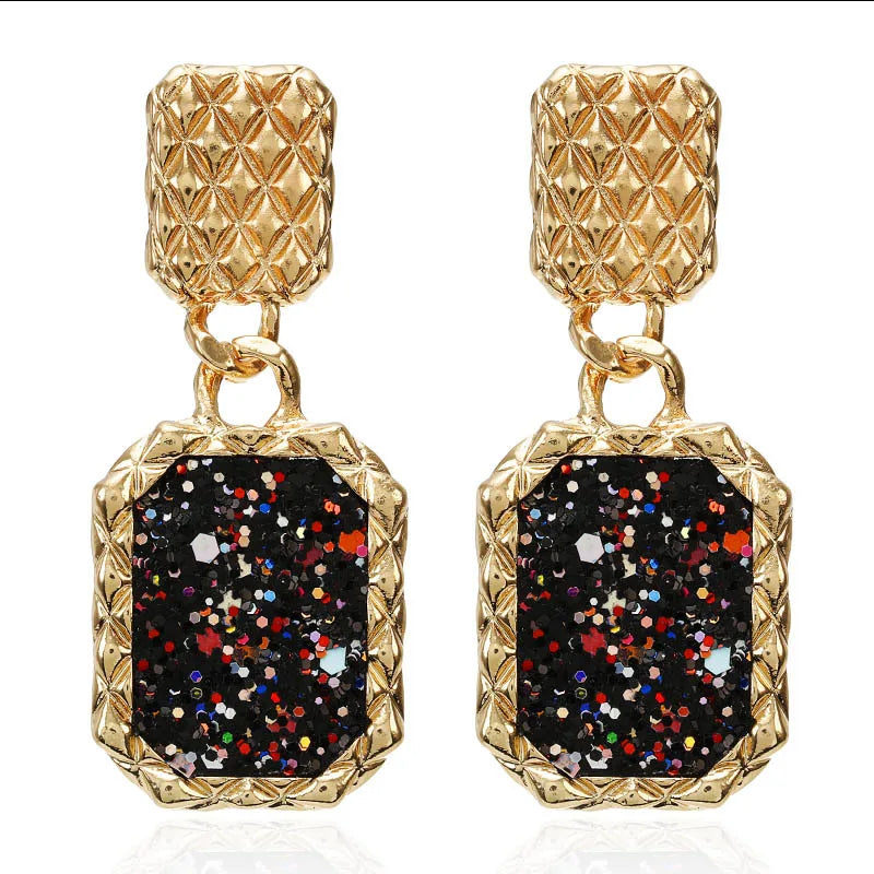 Fashion Geometric Alloy Artificial Gemstones Earrings