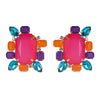Exaggerated Alloy Earrings Inlaid With Colored Diamonds
