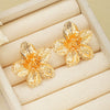 Exaggerated Alloy Fivepetal Flower Earrings For Women Electroplated