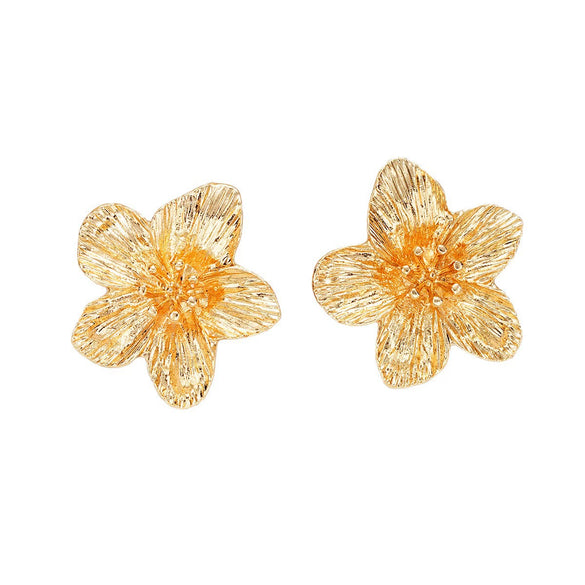 Exaggerated Alloy Fivepetal Flower Earrings For Women Electroplated