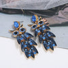Exaggerated Alloy Glass Drill Rhinestone Owl Long Earrings With Diamond Treatment Animal Pattern
