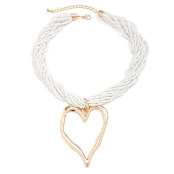 Exaggerated Alloy Love Heart Geometric Pattern Pendant Necklace Jewelry With Ball Chain And Electroplating