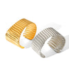 Exaggerated Asymmetric Opening Stainless Steel Bracelet With Vertical Stripe And Electroplating Design