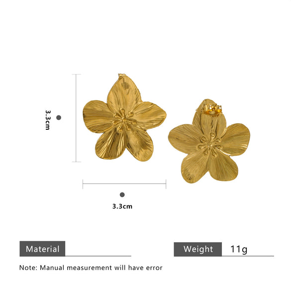 Exaggerated Asymmetrical Floral Stainless Steel Women's Earrings With Electroplating