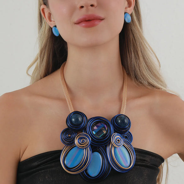 Exaggerated Baroque Style Ethnic Style Flower Resin Aluminum Women'S Jewelry Set