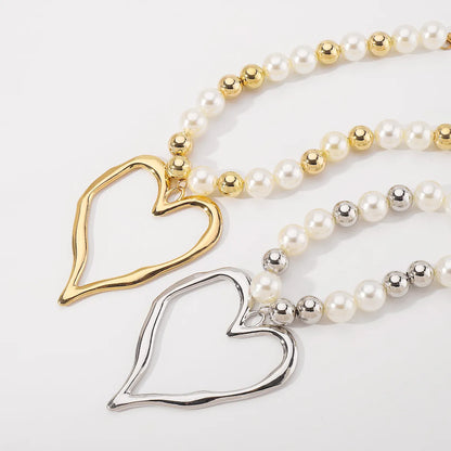 Exaggerated Beach Conch Heart Shape CCB Imitation Pearl Alloy Wholesale Pendant Necklace