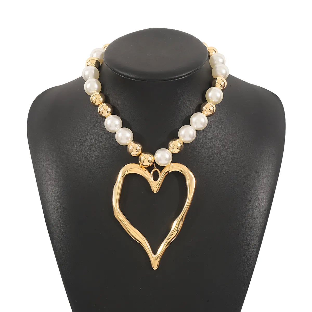 Exaggerated Beach Conch Heart Shape CCB Imitation Pearl Alloy Wholesale Pendant Necklace