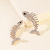 Exaggerated Big Brand Diamond Fish Bone Claw Chain Color Diamond Fashion Earrings Wholesale Gooddiy