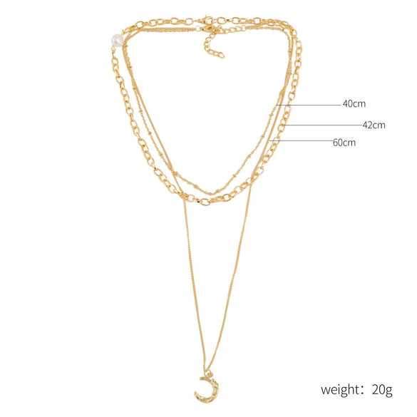 Exaggerated Bohemian Cross Shell Multilayer Alloy Necklace With Animals Zodiac Pattern And Electroplating Treatment