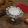 Exaggerated Bohemian Style Geometric Flower Ring In Electroplated Alloy Retro Carved Adjustable Unisex Statement Ring