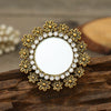 Exaggerated Bohemian Style Geometric Flower Ring In Electroplated Alloy Retro Carved Adjustable Unisex Statement Ring