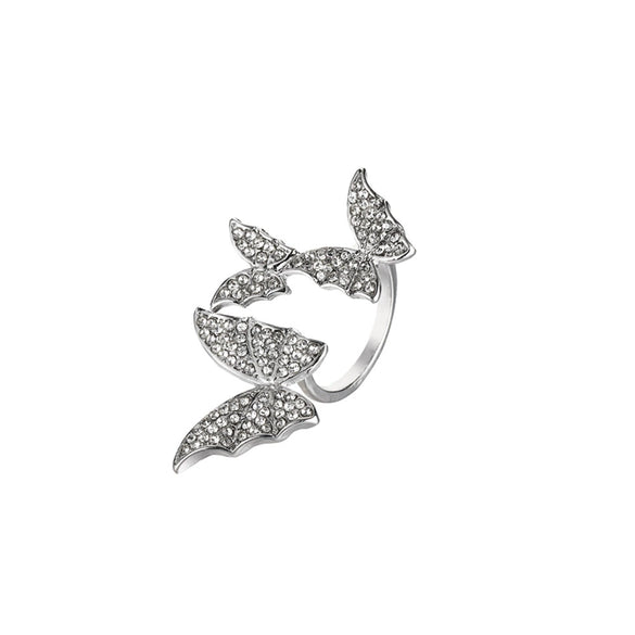 Exaggerated Butterfly Open Ring For Women Alloy Electroplated Light Luxury Style