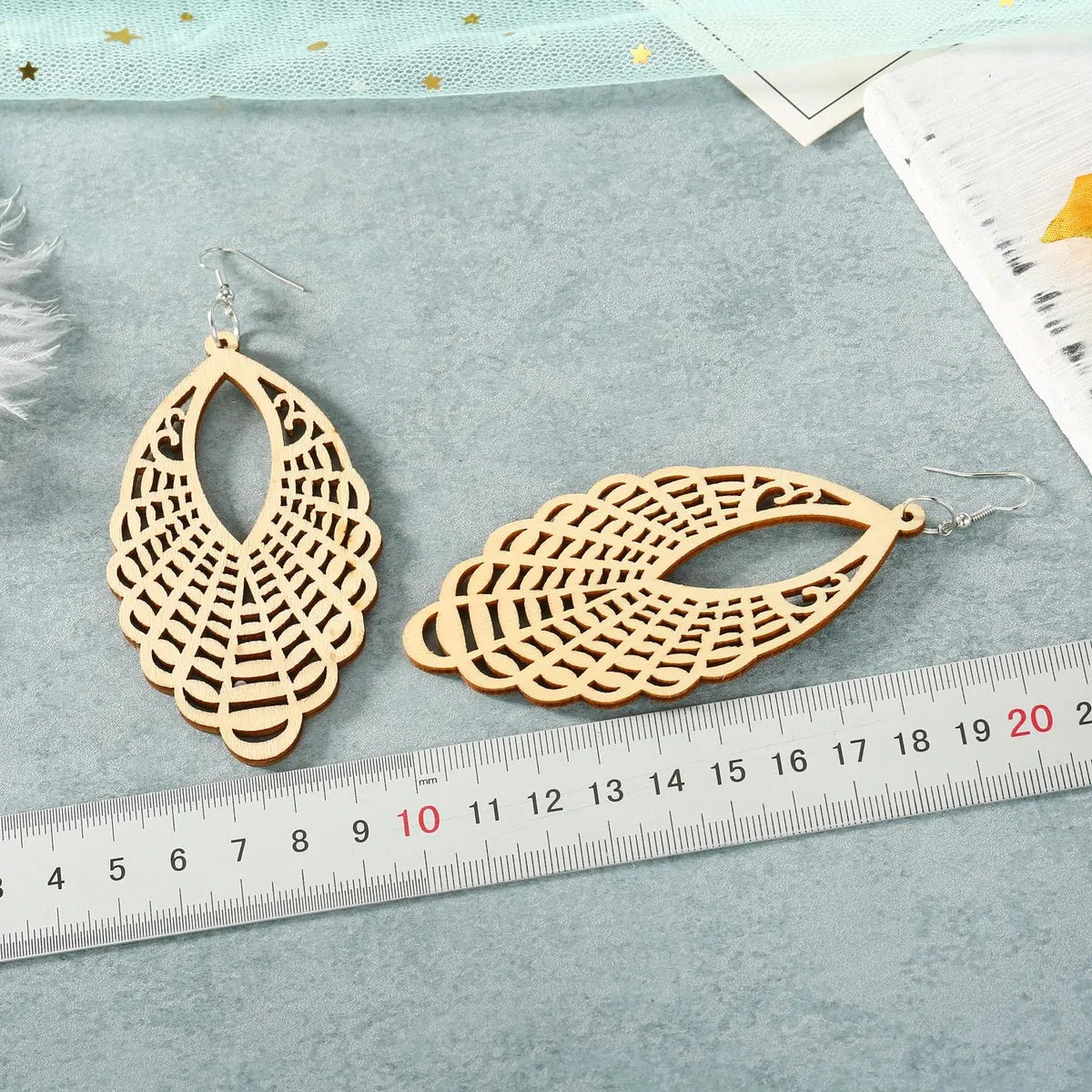 Exaggerated Carved Hollow Wood Geometric Big Earrings Earrings Retro Ear Hooks