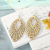 Exaggerated Carved Hollow Wood Geometric Big Earrings Earrings Retro Ear Hooks