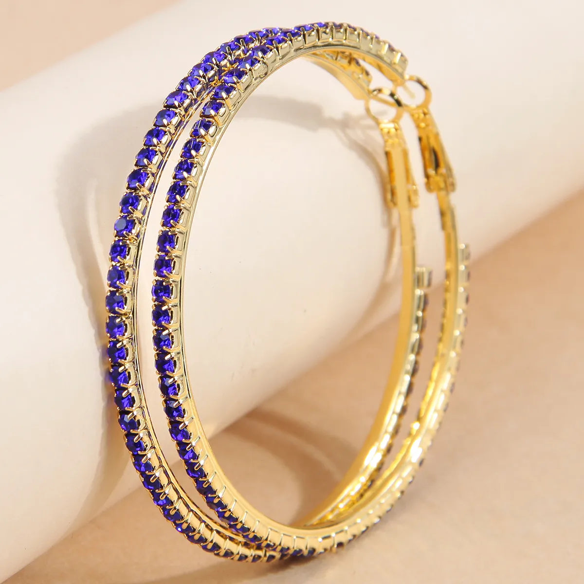 Exaggerated Circle Alloy Inlay Rhinestones Women's Hoop Earrings